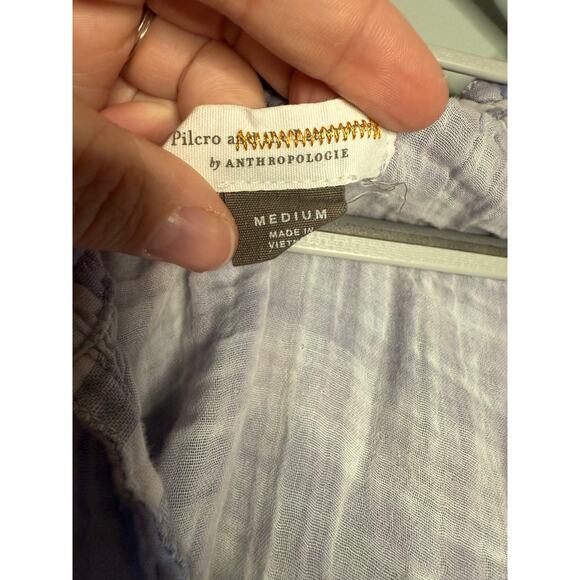 Pilcro and the Letterpress Anthropologie Bette Lavender Plaid boho blouse - Picture 2 of 8